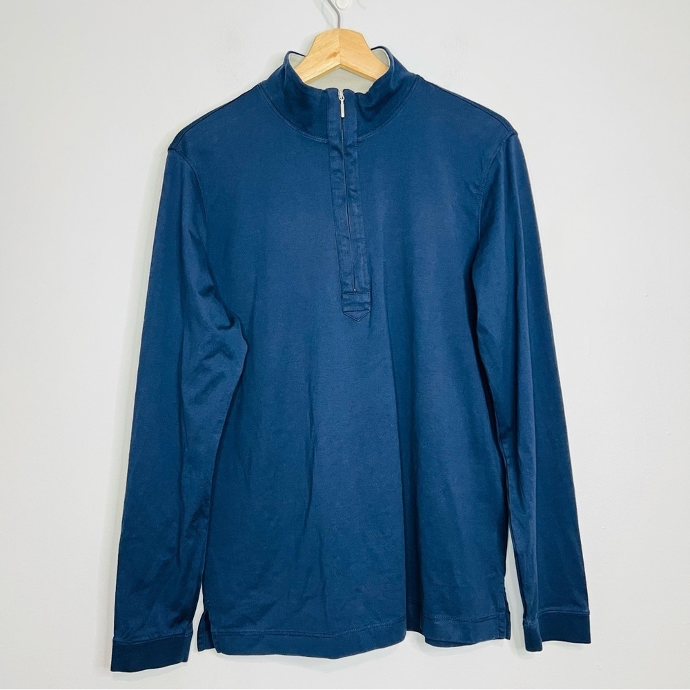 Paul Stuart Navy 1/2 Zip Jersey Knit Pullover M